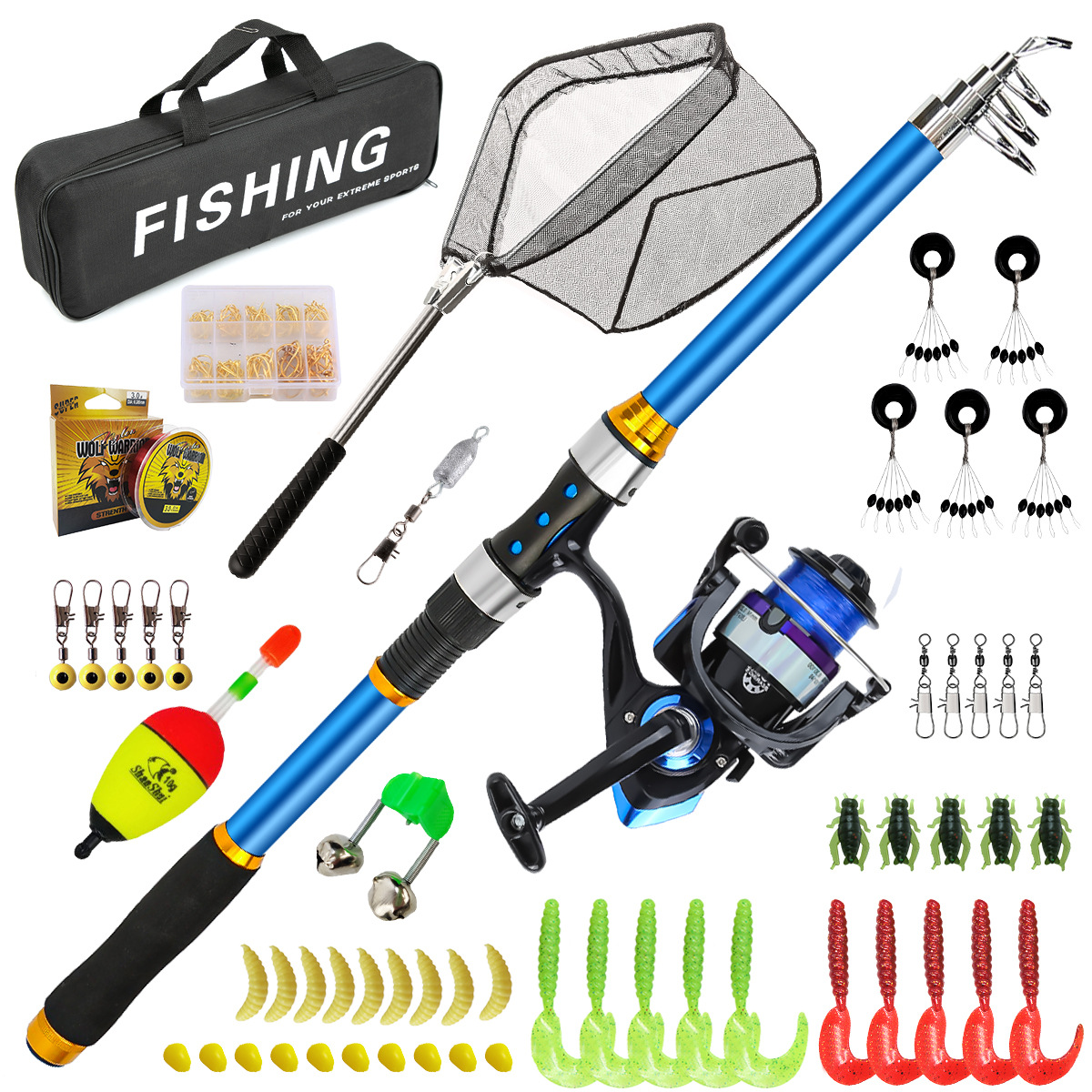 Fishing Line Spooler - Set di canne da pesca telescopiche