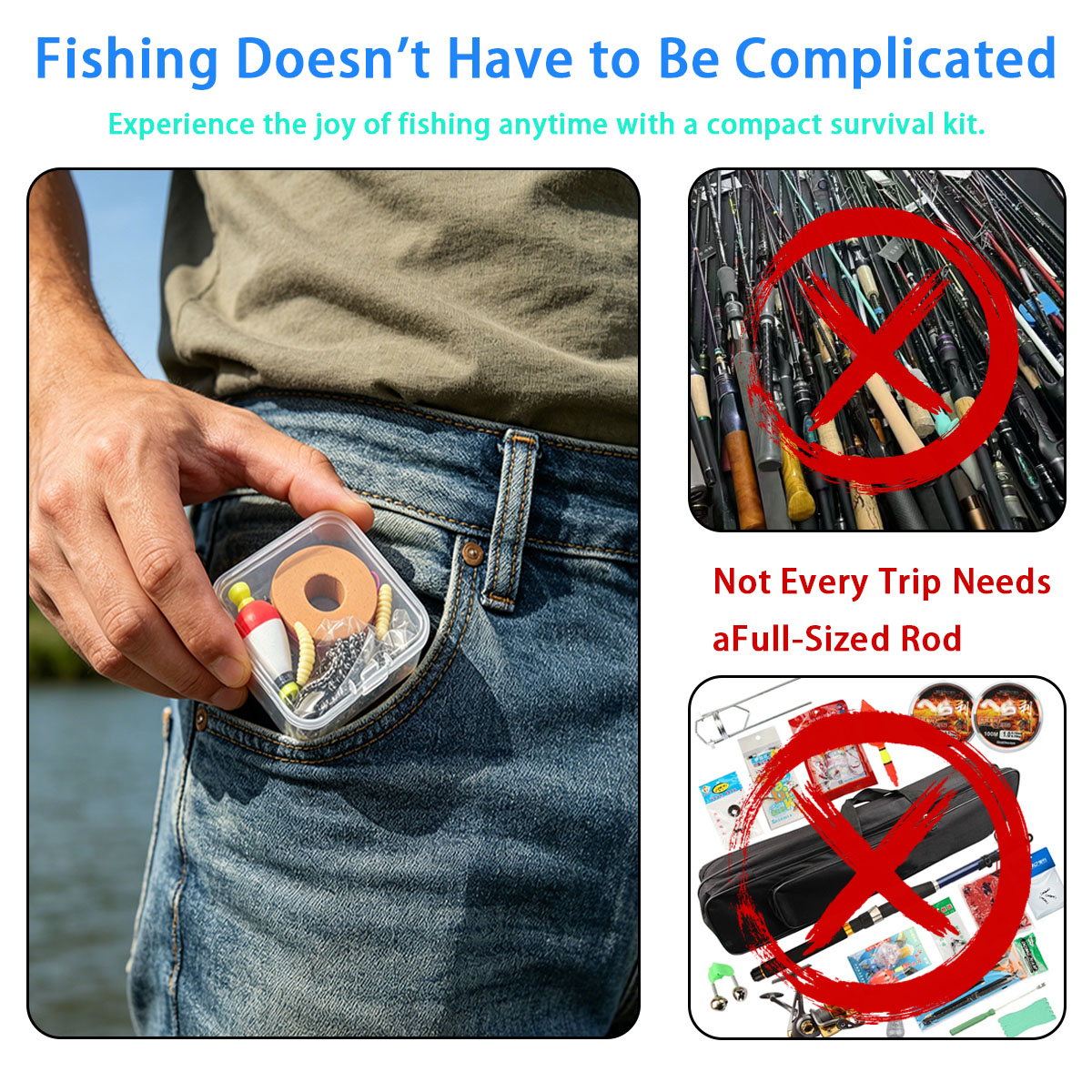 Fishing Line Box - Set di attrezzatura da pesca portatile