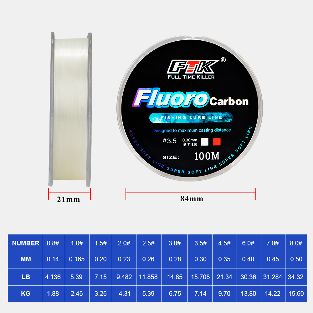 FTK 100m 4.13-34.32LB Filo da  - Fluorocarbon Line recensione e prezzo